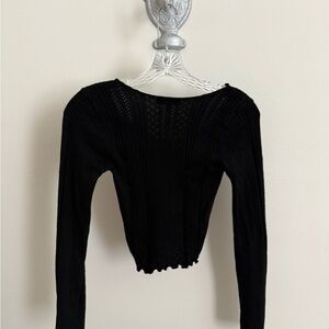Kendall & Kylie Black Long Sleeve Knit Top